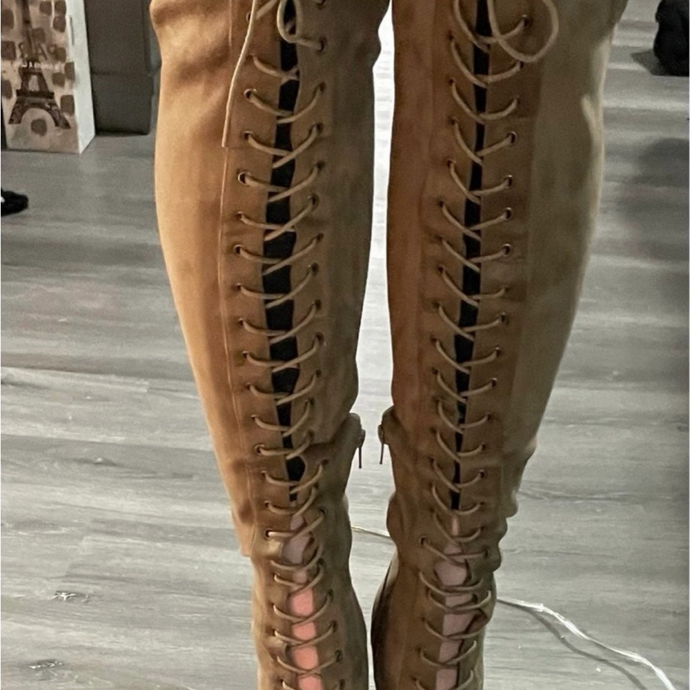 Charlotte Russe Lace-Up Tan Women's Boots Size 9 NEW!